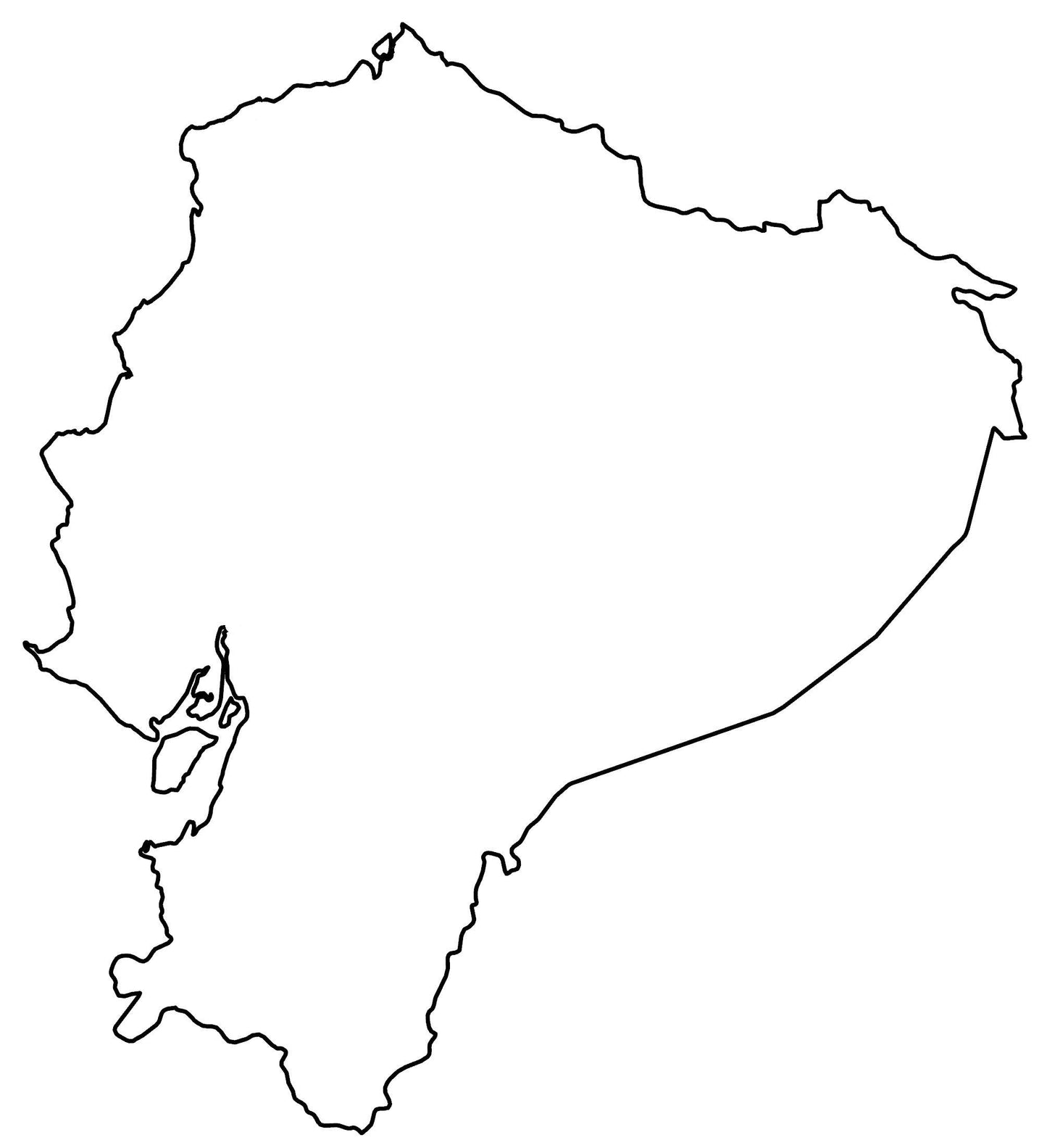 Ecuador Blank Outline Map Glossy Poster Picture Photo Print Banner  Booma Prints