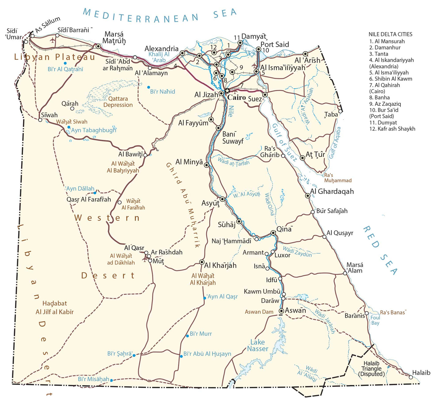 Egypt Road Map Glossy Poster Picture Photo Print Banner  Booma Prints