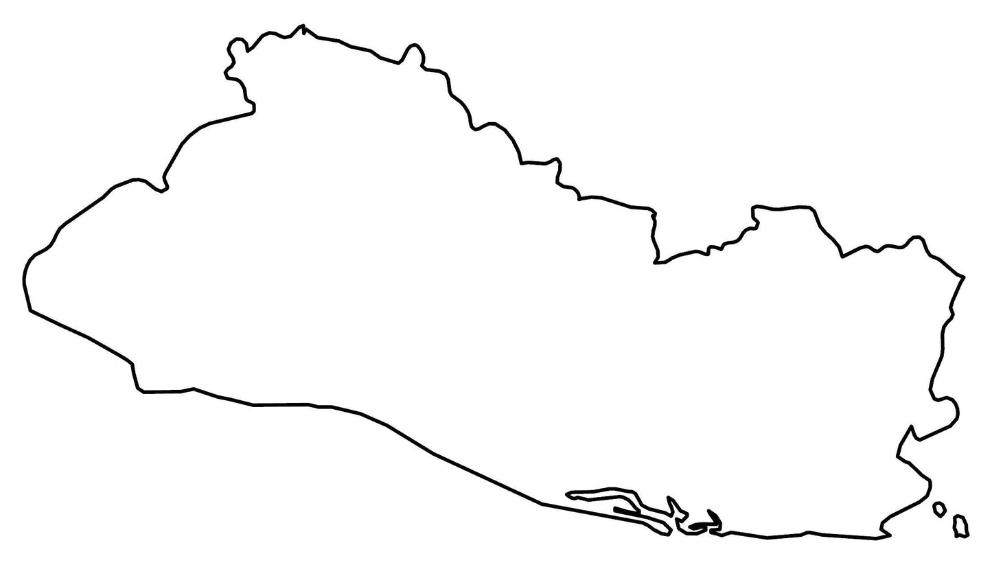 El Salvador Blank Outline Map Glossy Poster Picture Photo Print Banner  Booma Prints