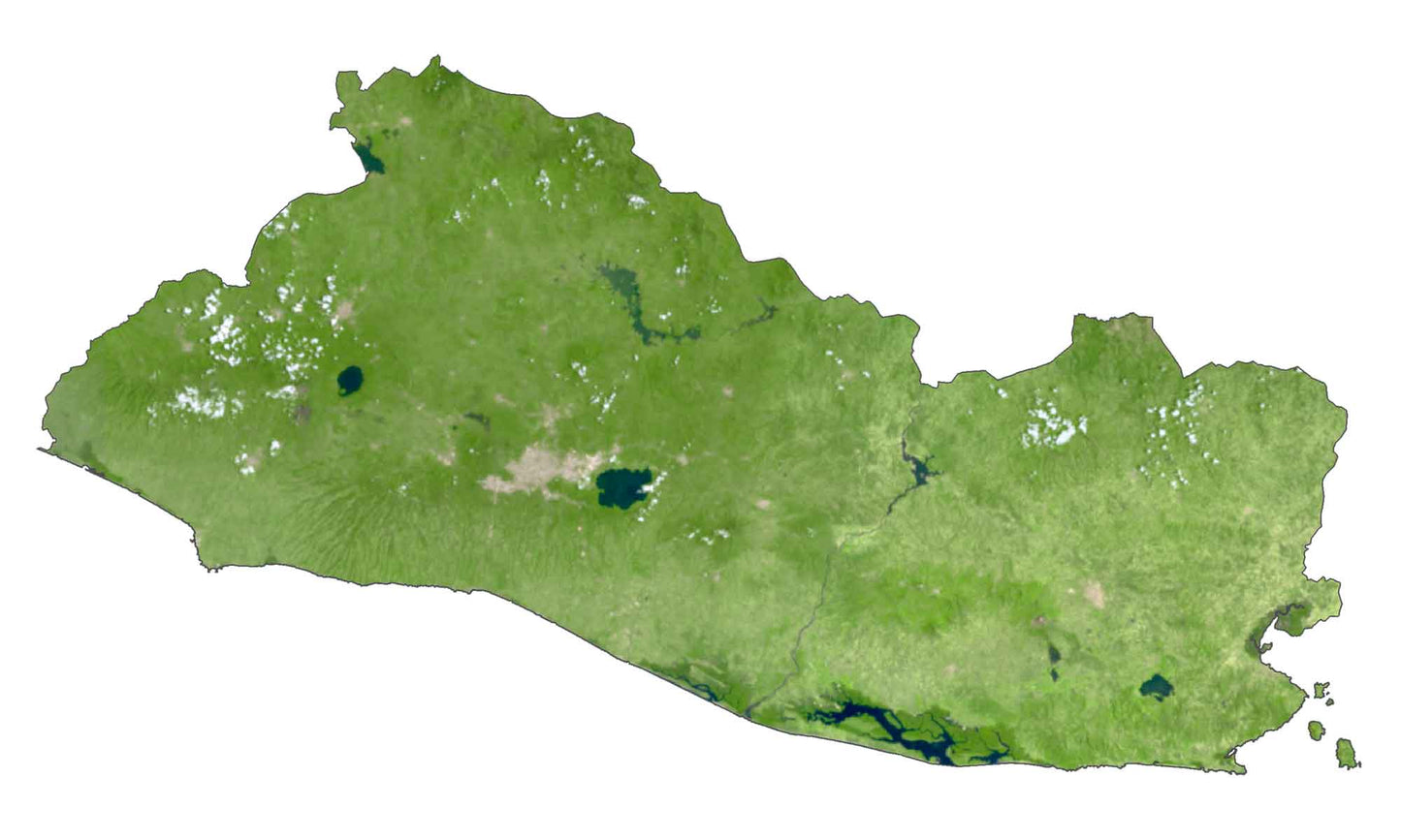 El Salvador Satellite Map Glossy Poster Picture Photo Print Banner  Booma Prints