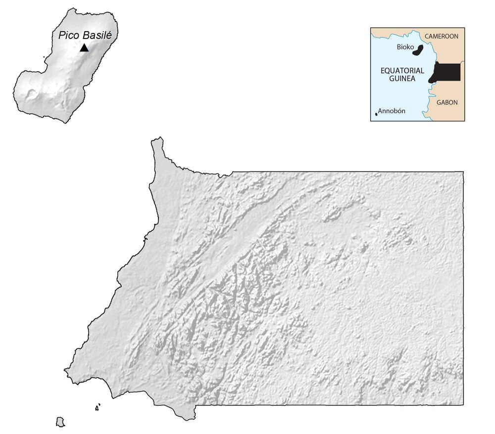 Equitorial Guinea Elevation Map Glossy Poster Picture Photo Print Banner  Booma Prints