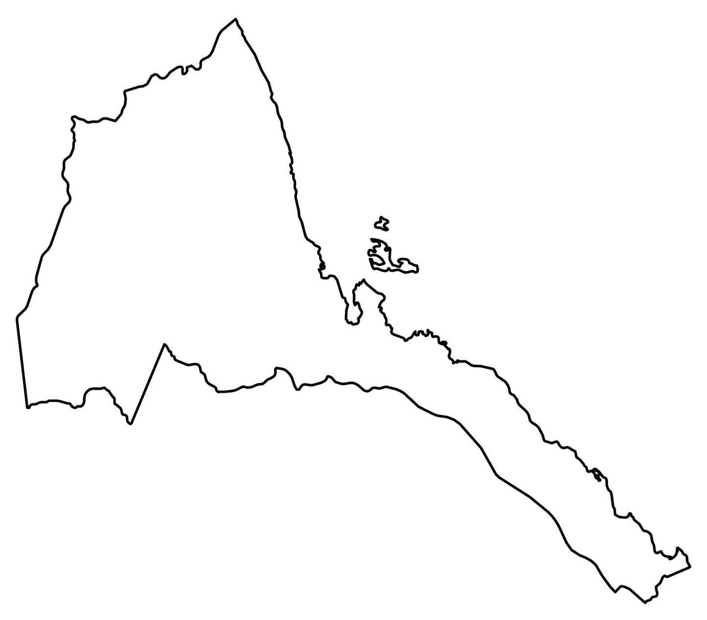 Eritrea Blank Outline Map  Glossy Poster Picture Photo Print Banner  Booma Prints