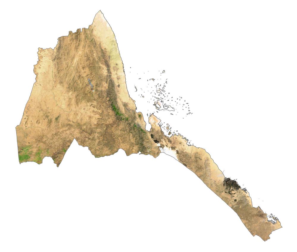 Eritrea Satellite Map Glossy Poster Picture Photo Print Banner  Booma Prints