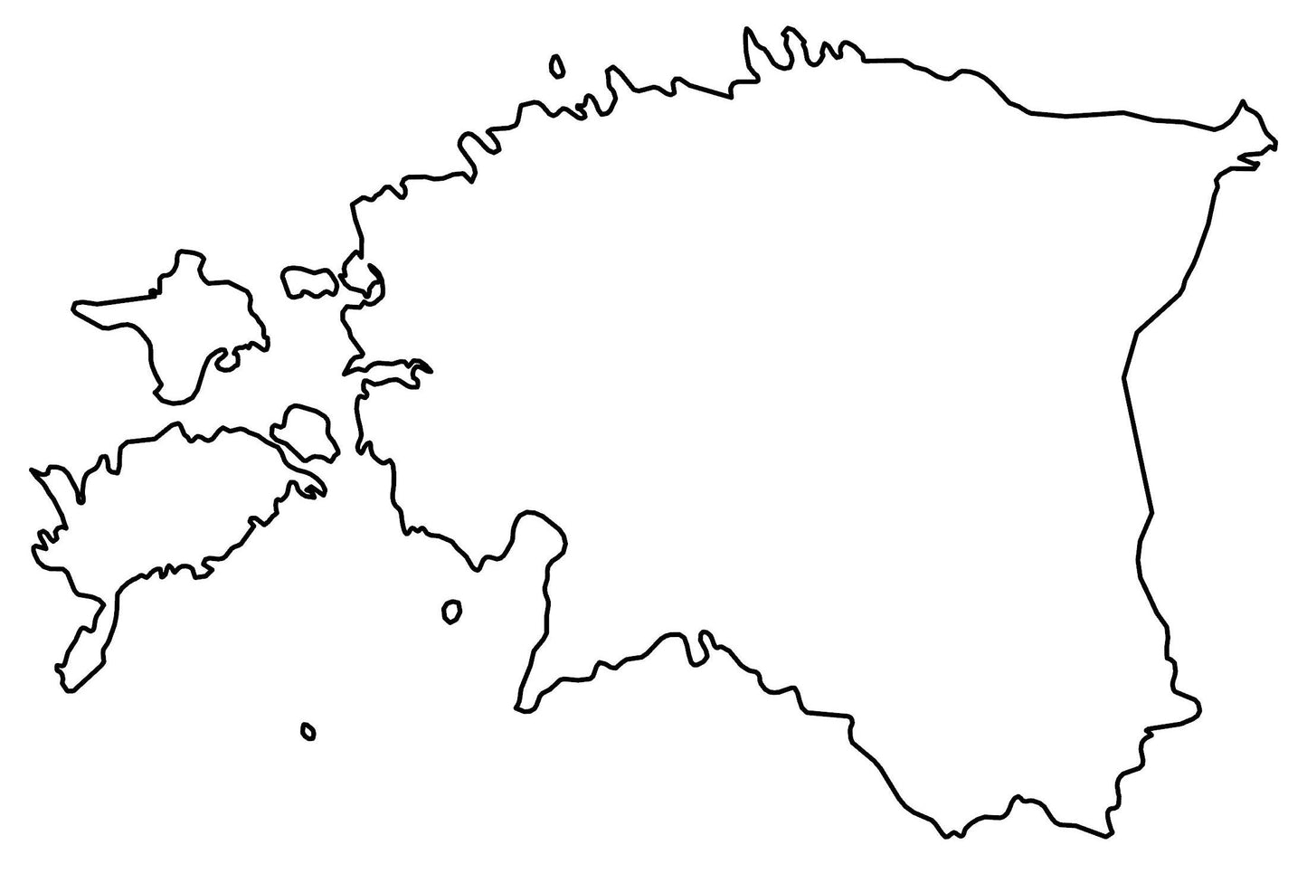 Estonia Blank Outline Map Glossy Poster Picture Photo Print Banner  Booma Prints