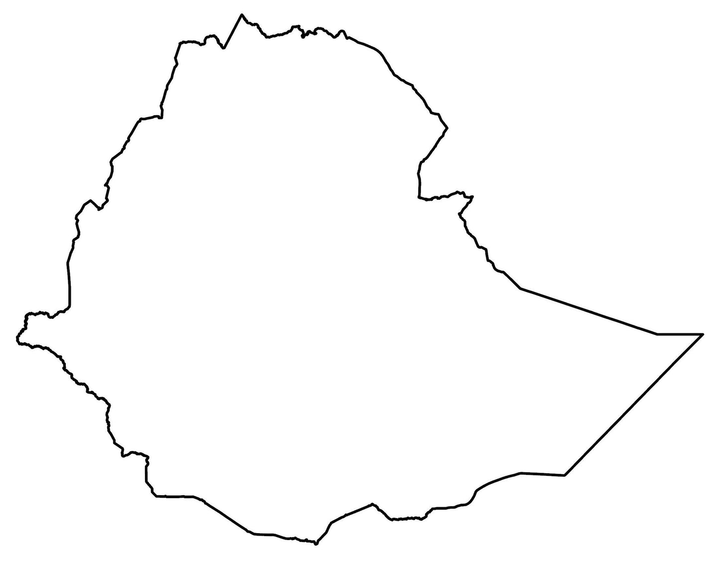 Ethiopia Blank Outline Map Glossy Poster Picture Photo Print Banner  Booma Prints