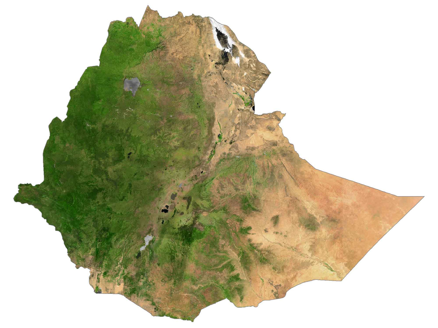 Ethiopia Satellite Map Glossy Poster Picture Photo Print Banner  Booma Prints