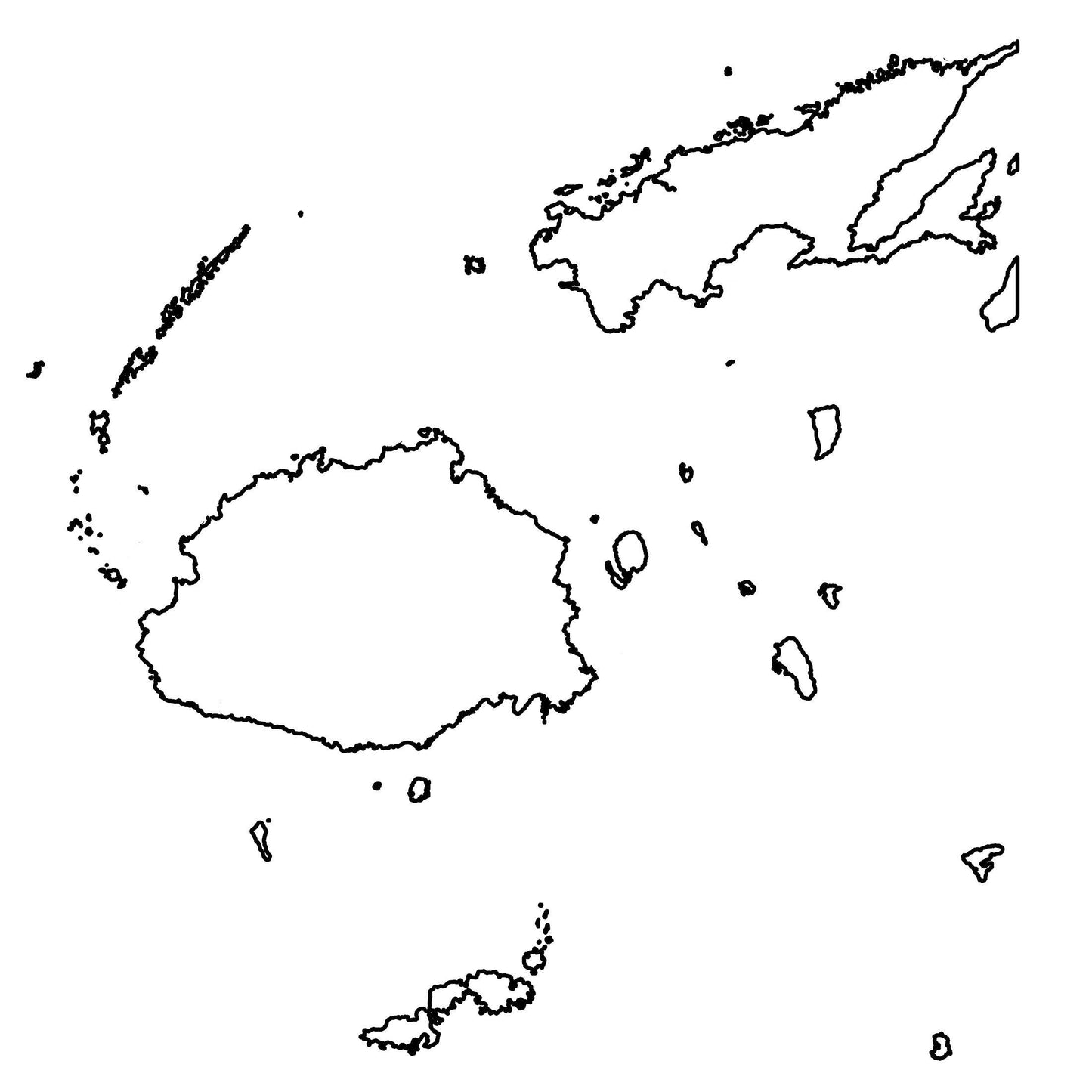 Fiji Islands Blank Outline Map Glossy Poster Picture Photo Print Banner  Booma Prints