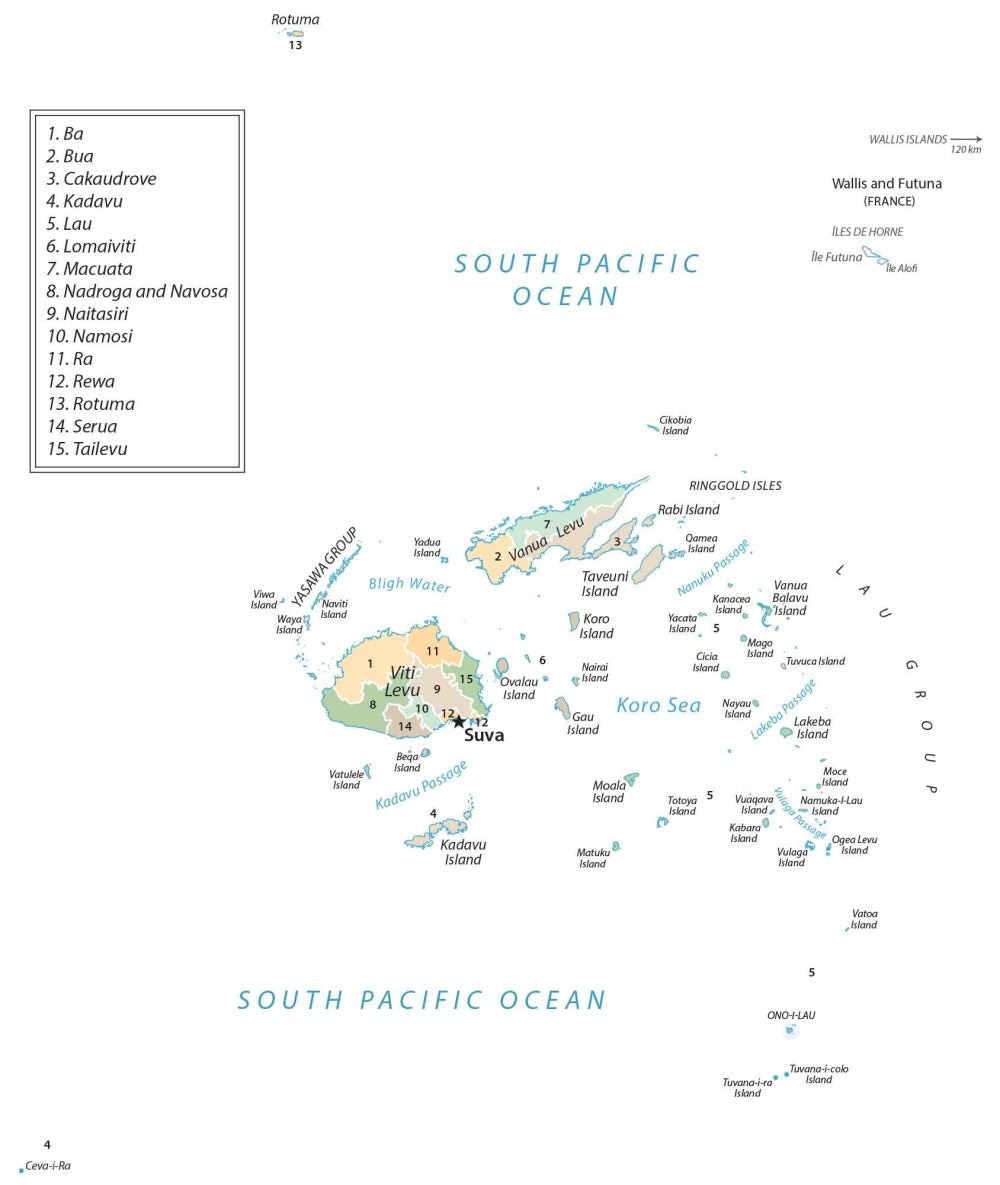 Fiji Islands Provinces Map Glossy Poster Picture Photo Print Banner  Booma Prints
