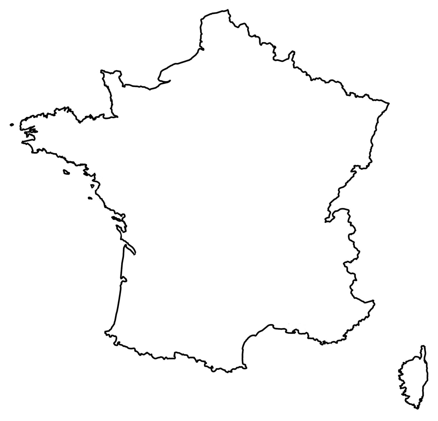 France Blank Outline Map Glossy Poster Picture Photo Print Banner  Booma Prints