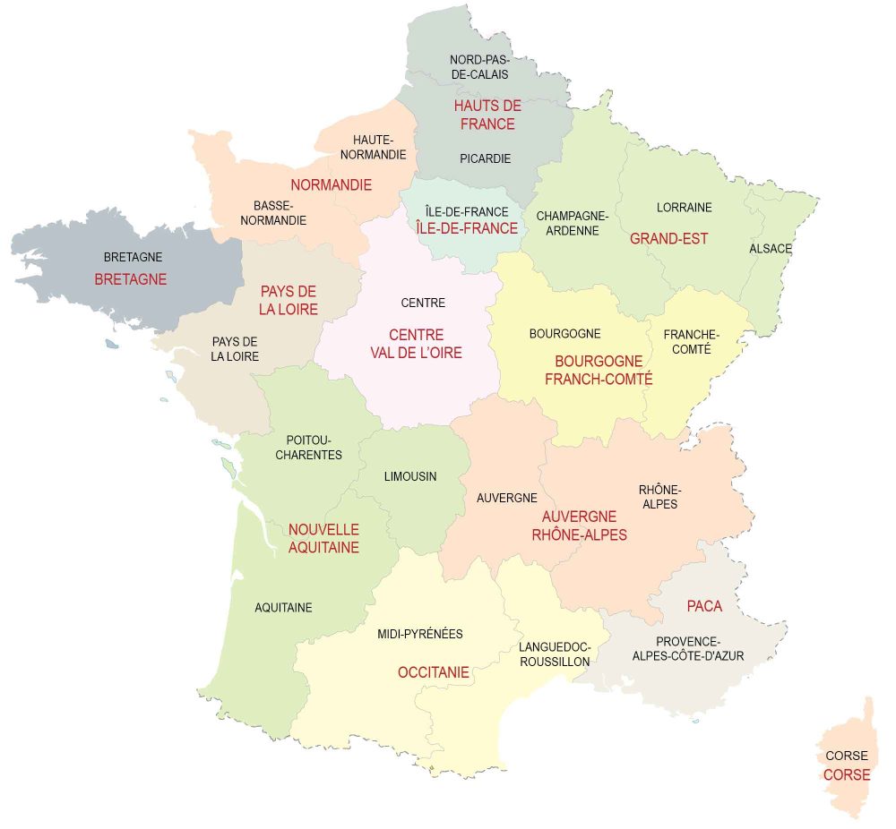 France Prrovince Map Glossy Poster Picture Photo Print Banner  Booma Prints
