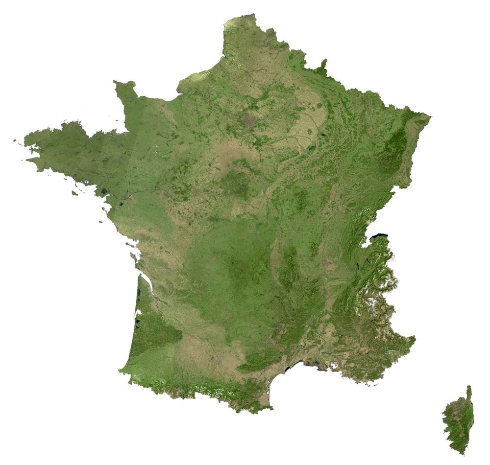 France Satellite Map Glossy Poster Picture Photo Print Banner  Booma Prints