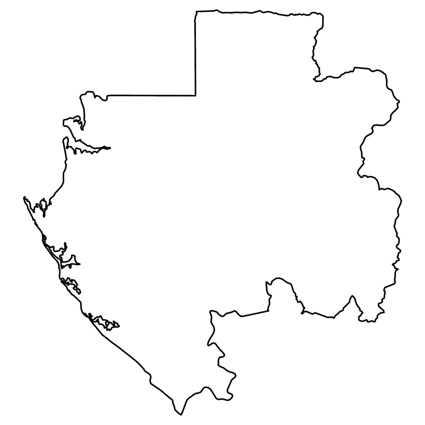 Gabon Blank Country Outline Map Glossy Poster Picture Photo Print Banner  Booma Prints