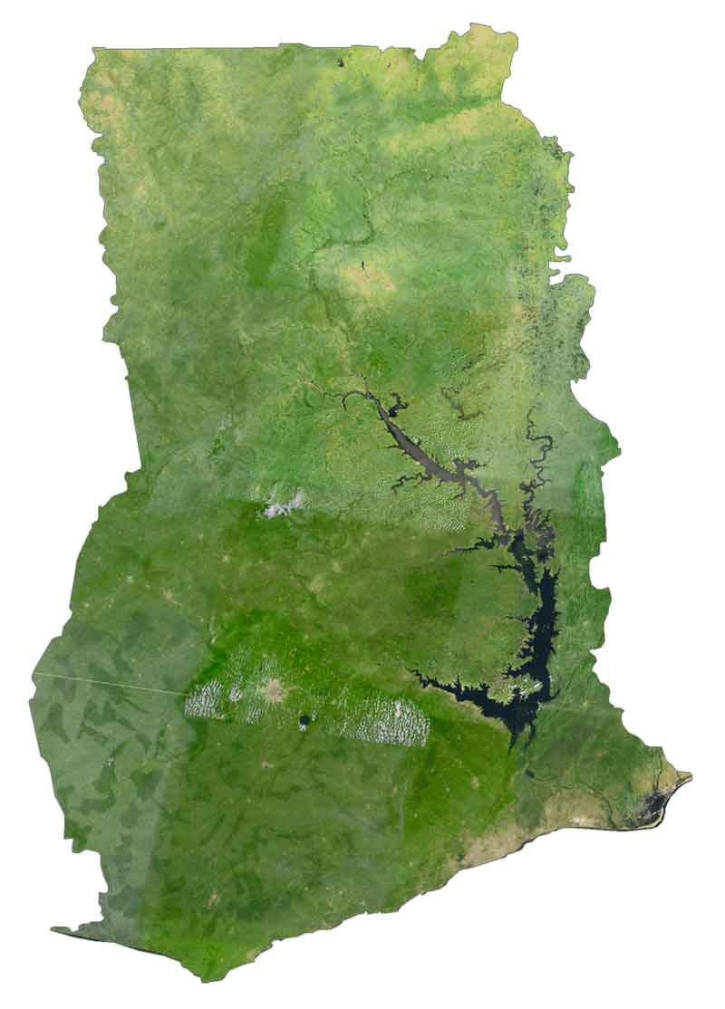 Ghana Satellite Map Glossy Poster Picture Photo Print Banner  Booma Prints