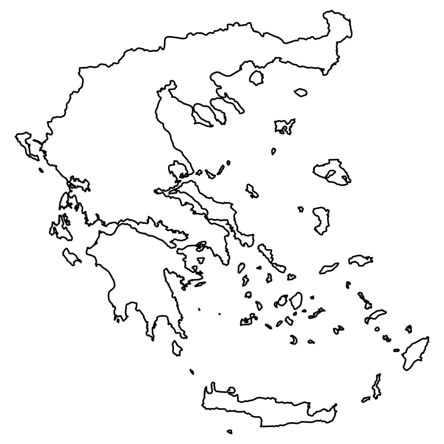 Greece Blank Outline Map Glossy Poster Picture Photo Print Banner  Booma Prints