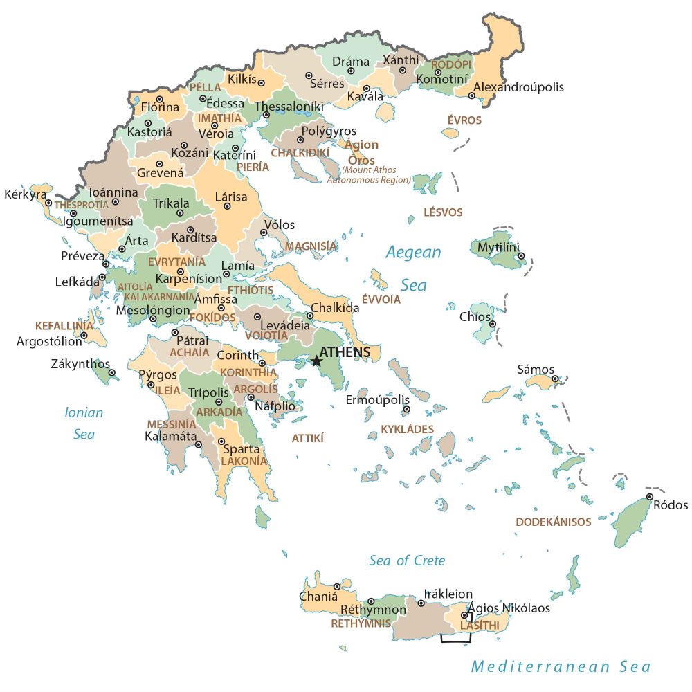 Greece Province Map Glossy Poster Picture Photo Print Banner  Booma Prints