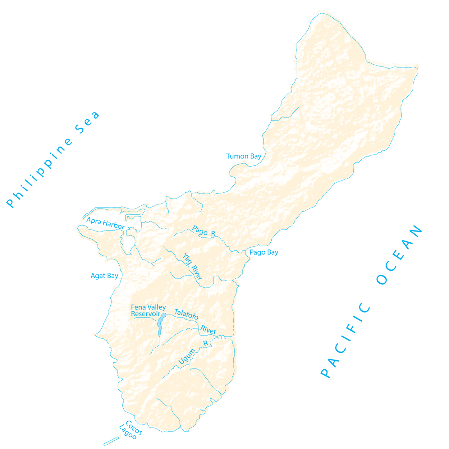 Guam Lakes And Rivers Map Glossy Poster Picture Photo Print Banner  Booma Prints