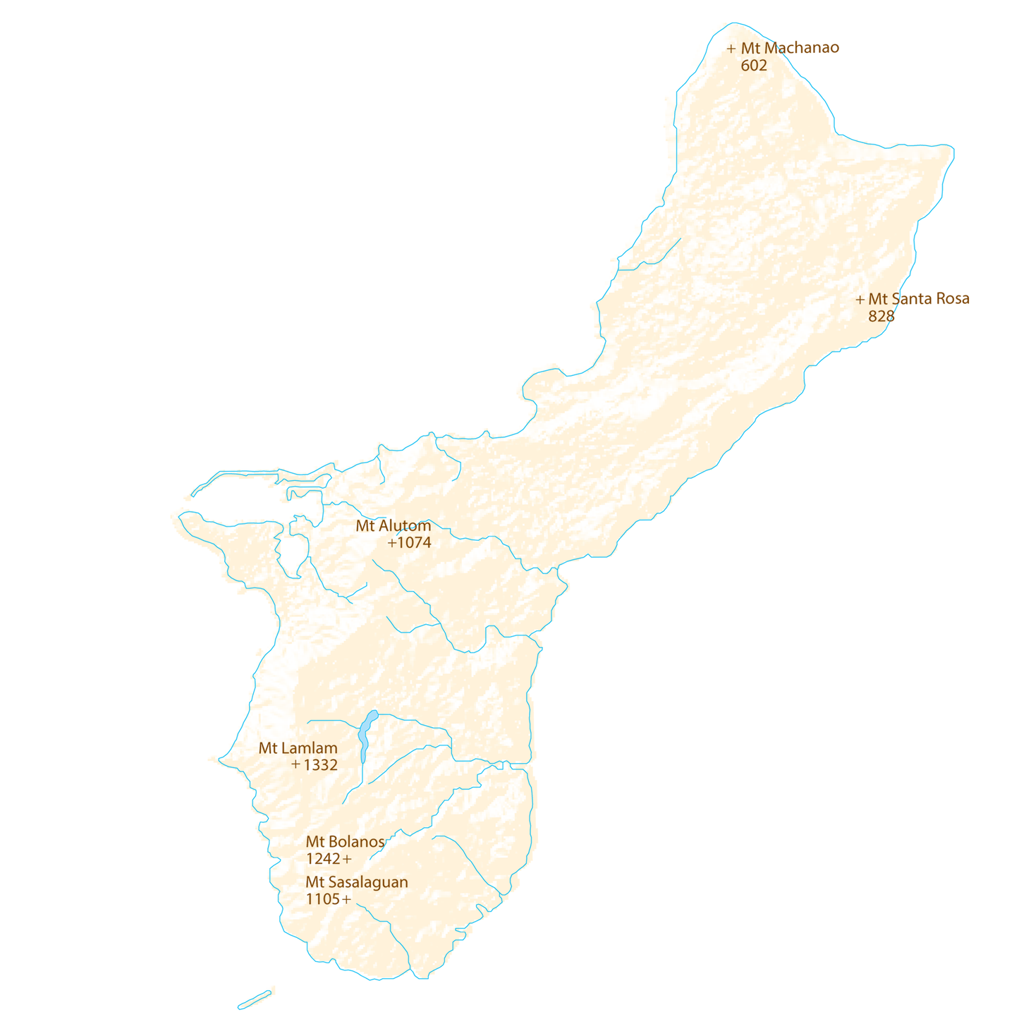 Guam Terrain Mountain Map Glossy Poster Picture Photo Print Banner  Booma Prints