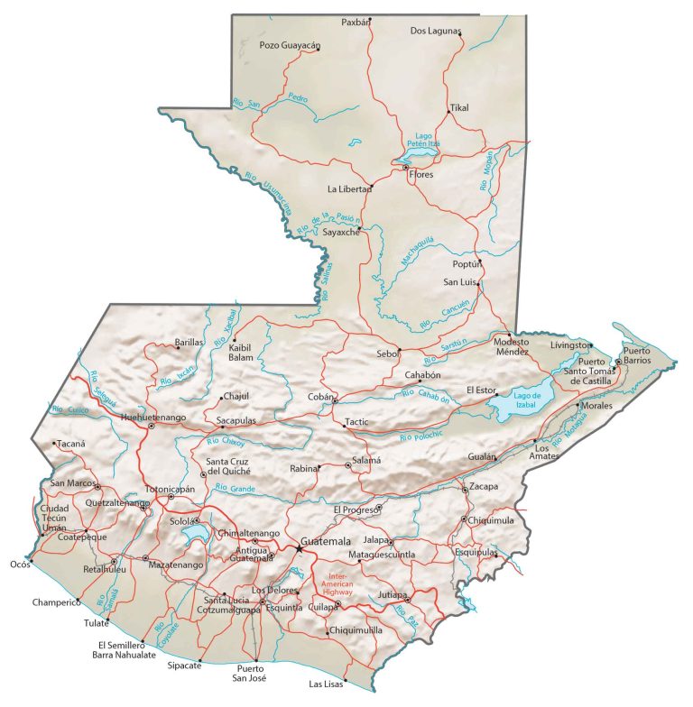 Guatemala Physical Map Glossy Poster Picture Photo Print Banner  Booma Prints