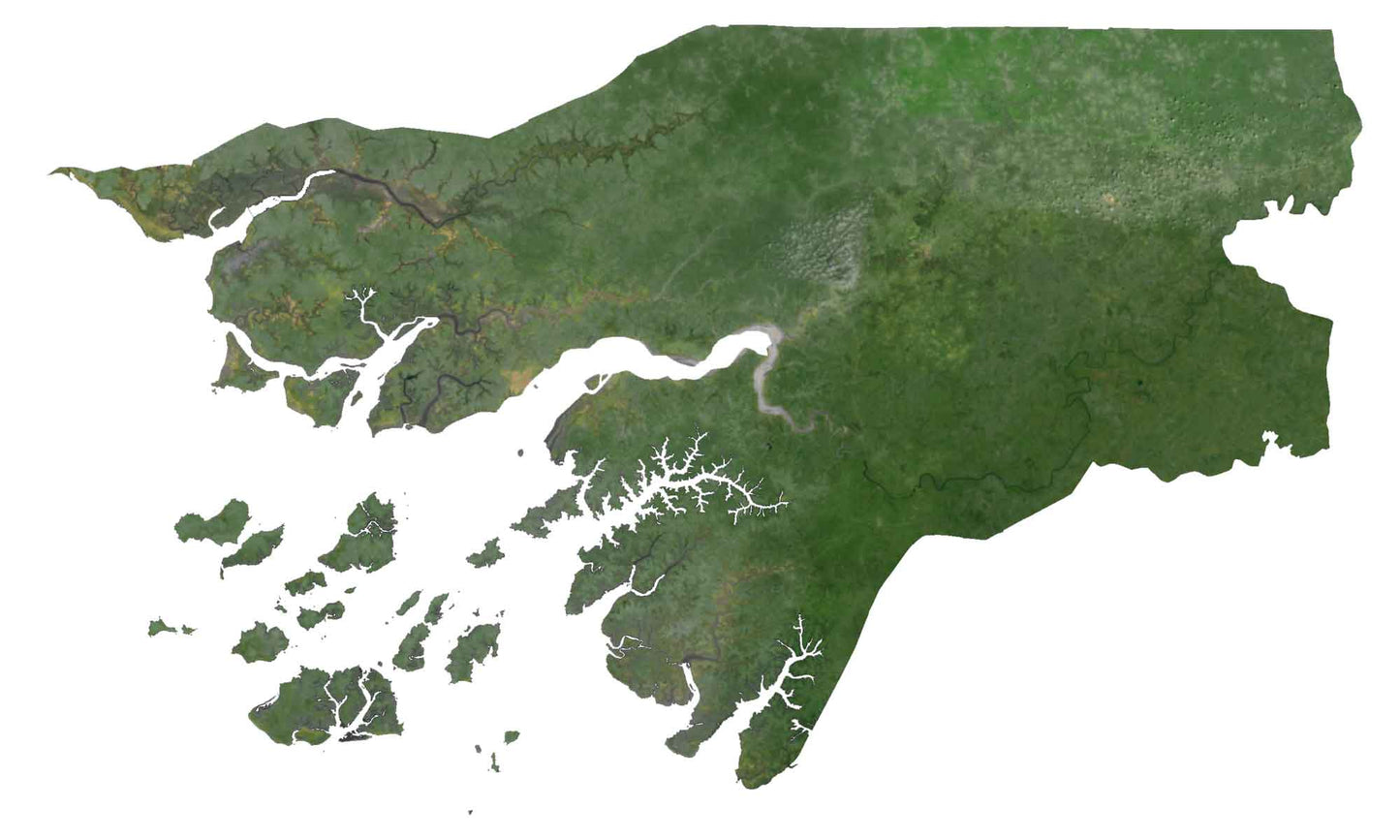Guinea Bissau Satellite Map Glossy Poster Picture Photo Print Banner  Booma Prints
