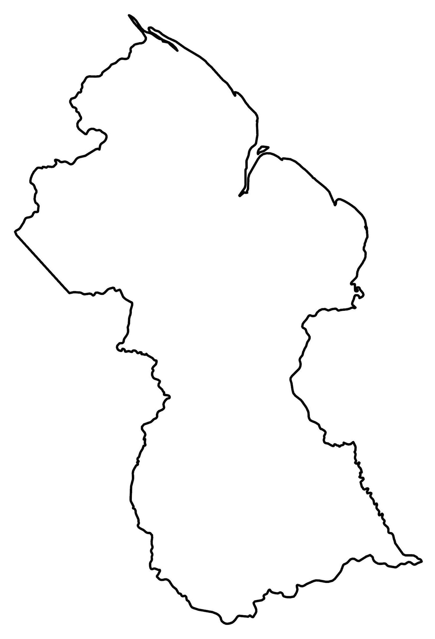 Guyana Blank Outline Map Glossy Poster Picture Photo Print Banner  Booma Prints