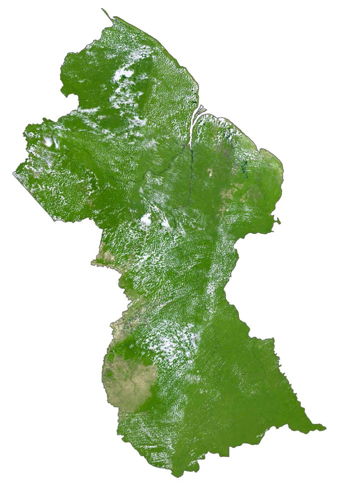 Guyana Satellite Map Glossy Poster Picture Photo Print Banner  Booma Prints