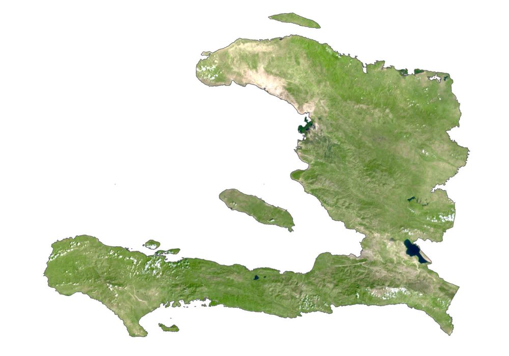Haiti Satellite Map Glossy Poster Picture Photo Print Banner  Booma Prints