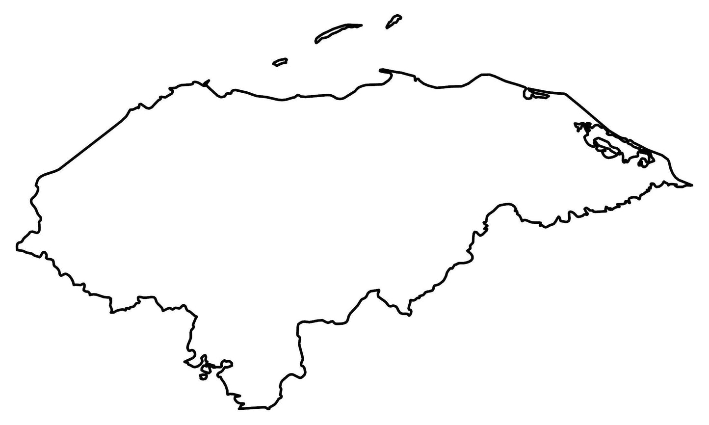 Honduras Blank Outline Map Glossy Poster Picture Photo Print Banner  Booma Prints