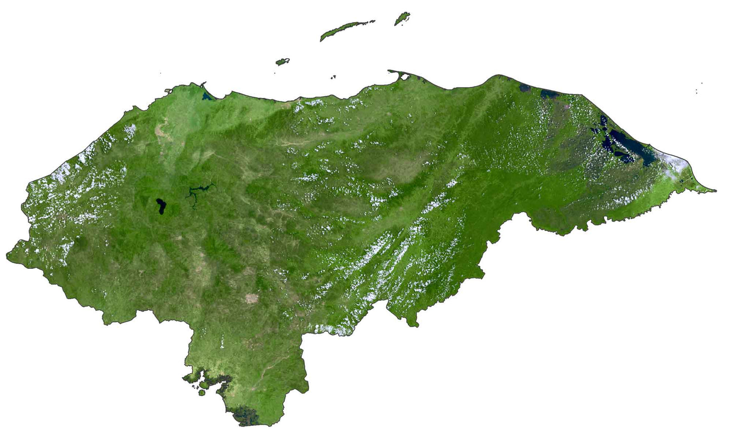 Honduras Satellite Map Glossy Poster Picture Photo Print Banner  Booma Prints
