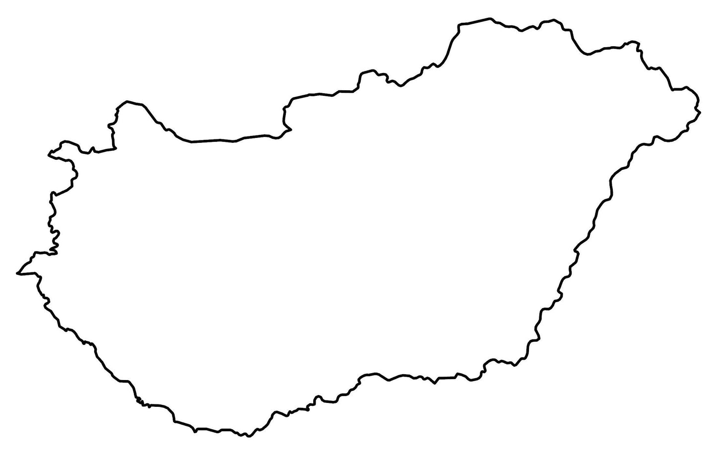 Hungary Blank Outline Map Glossy Poster Picture Photo Print Banner  Booma Prints