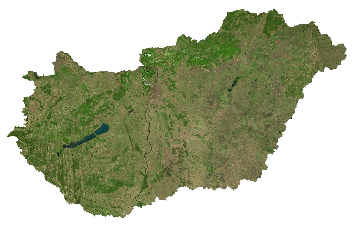 Hungary Satellite Map Glossy Poster Picture Photo Print Banner  Booma Prints