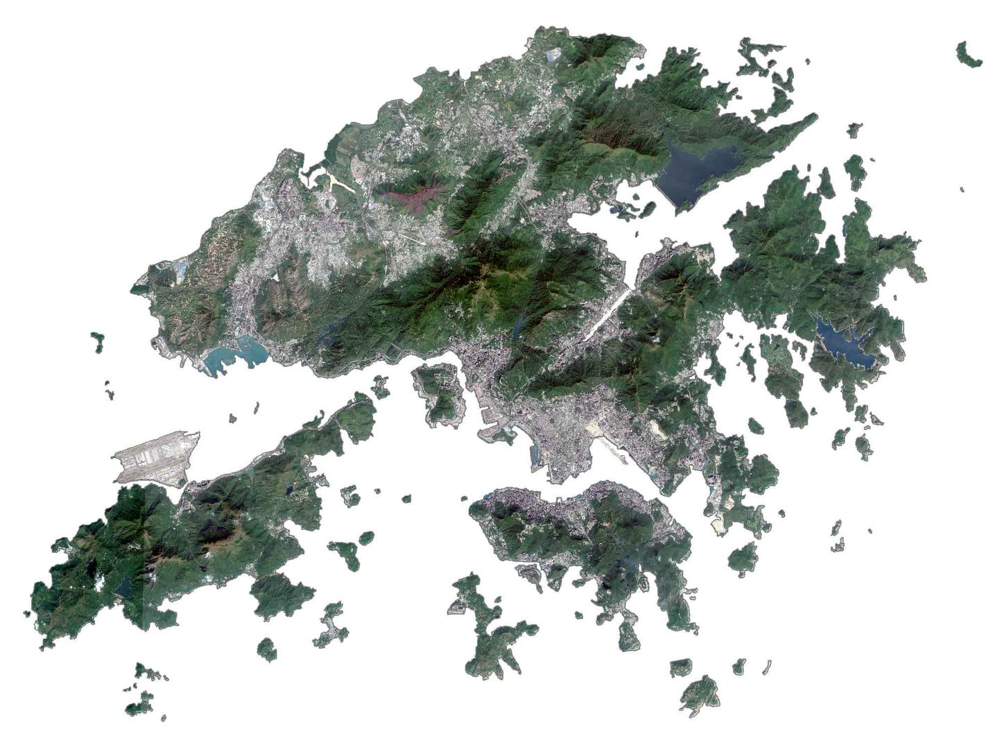 Hong Kong Satellite Map Glossy Poster Picture Photo Print Banner  Booma Prints