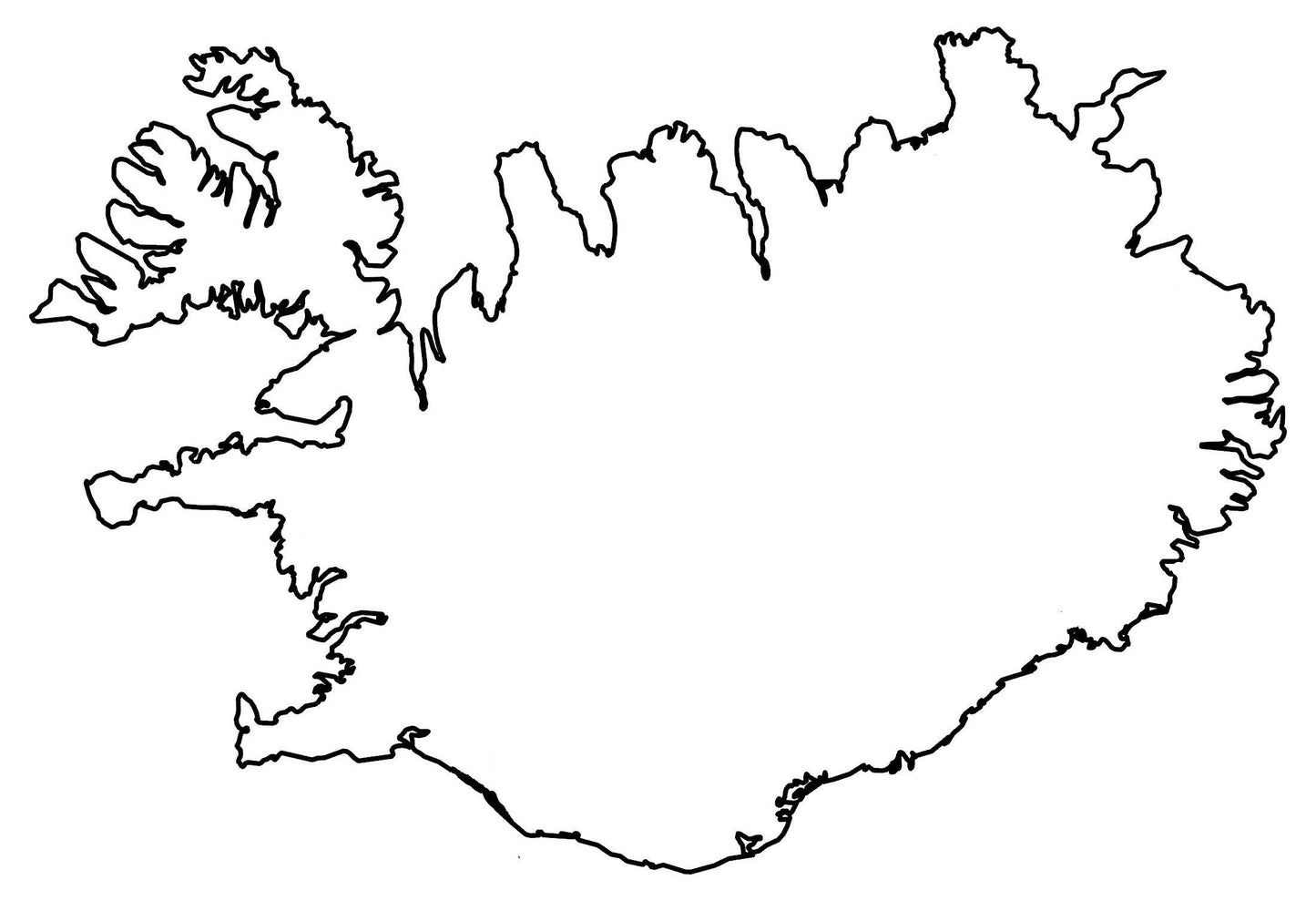 Iceland Blank Outline Map Glossy Poster Picture Photo Print Banner  Booma Prints