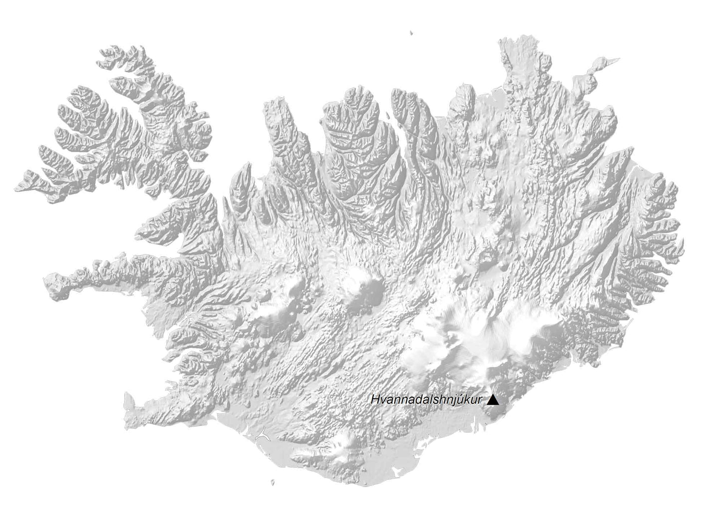 Iceland Elevation Map Glossy Poster Picture Photo Print Banner  Booma Prints