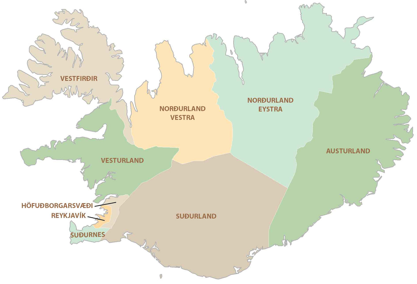 Iceland Province Map Glossy Poster Picture Photo Print Banner  Booma Prints