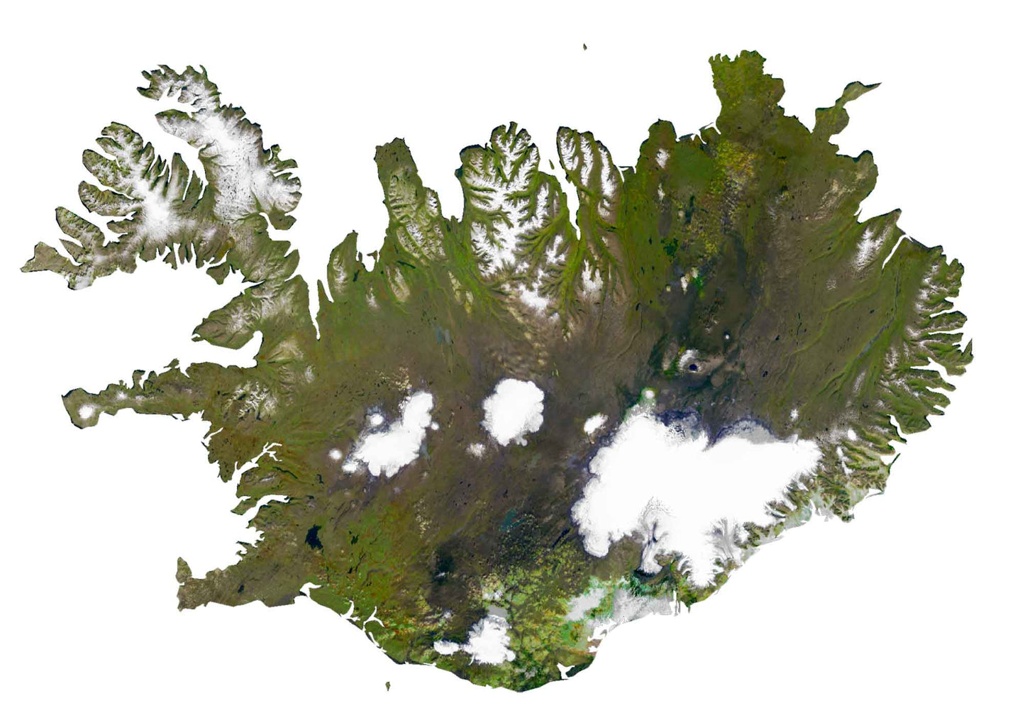 Iceland Satellite Map Glossy Poster Picture Photo Print Banner  Booma Prints