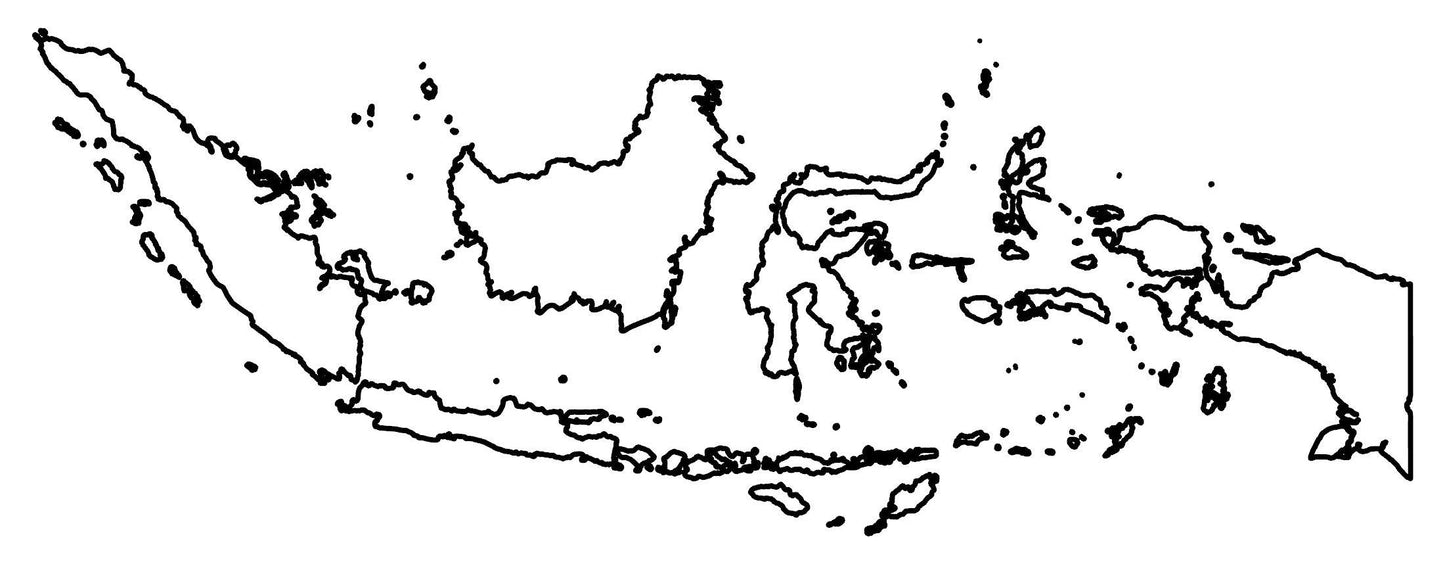 Indonesia Blank Outline Map Glossy Poster Picture Photo Print Banner  Booma Prints