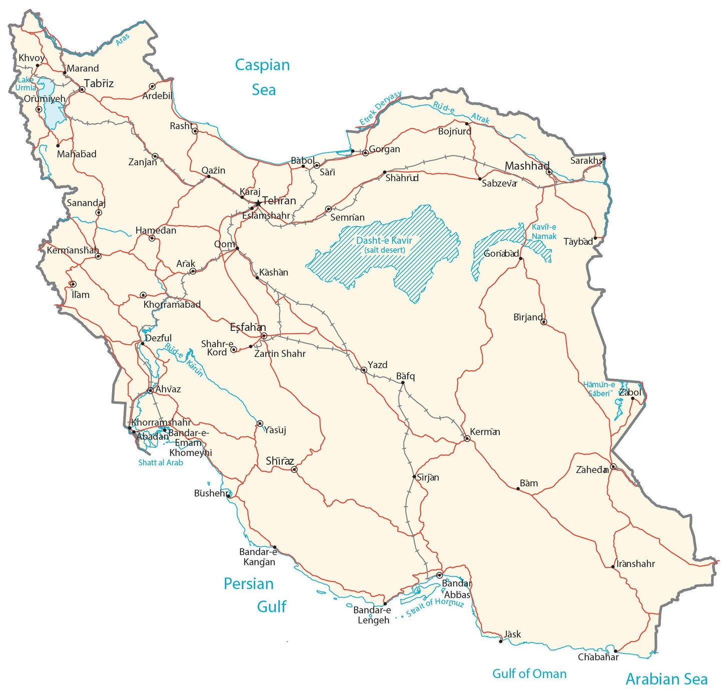 Iran Road Map Glossy Poster Picture Photo Print Banner  Booma Prints