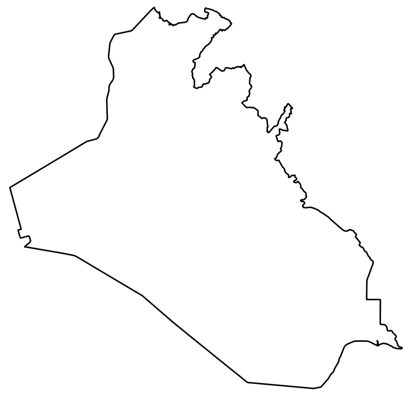 Iraq Blank Outline Map Glossy Poster Picture Photo Print Banner  Booma Prints