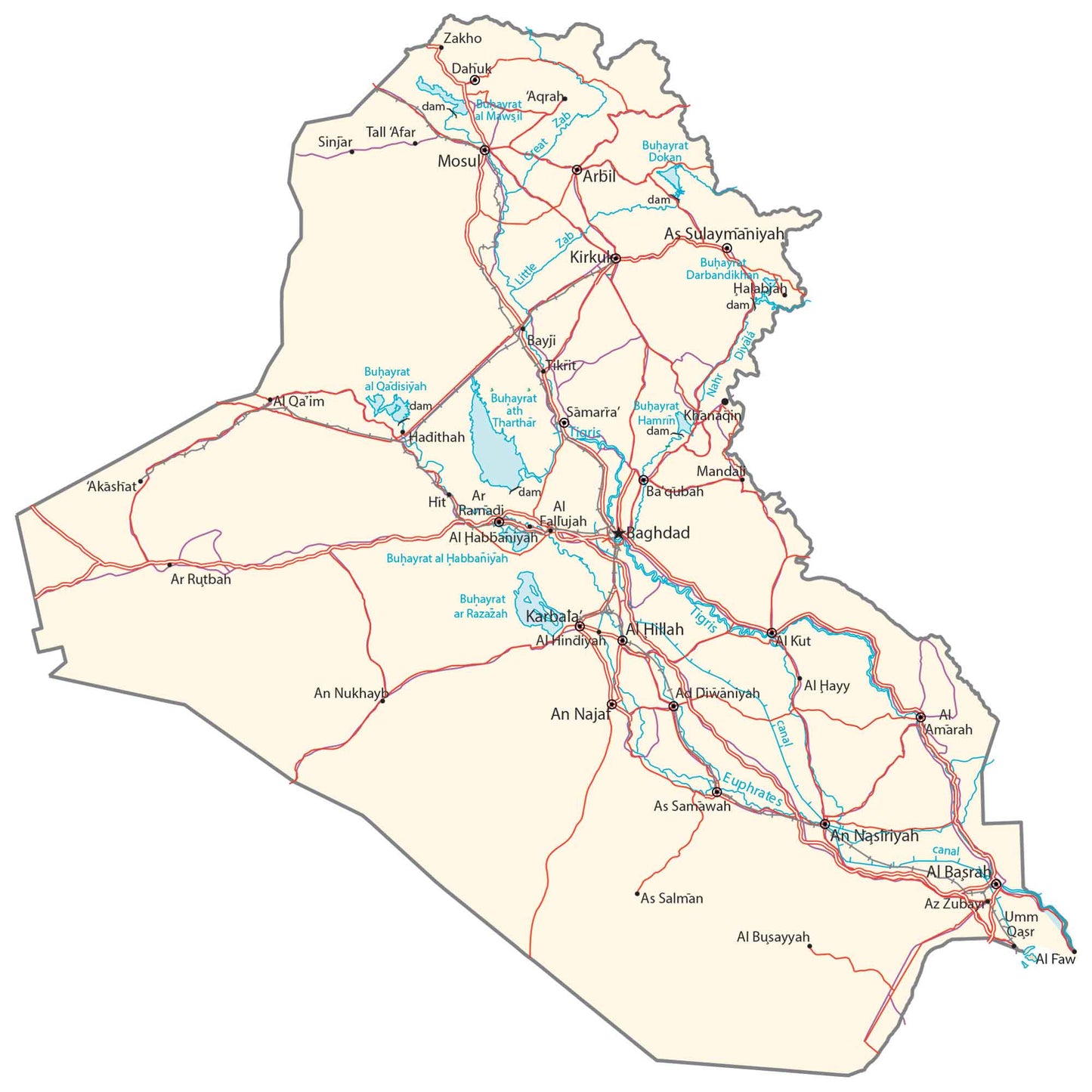 Iraq Road Map Glossy Poster Picture Photo Print Banner  Booma Prints