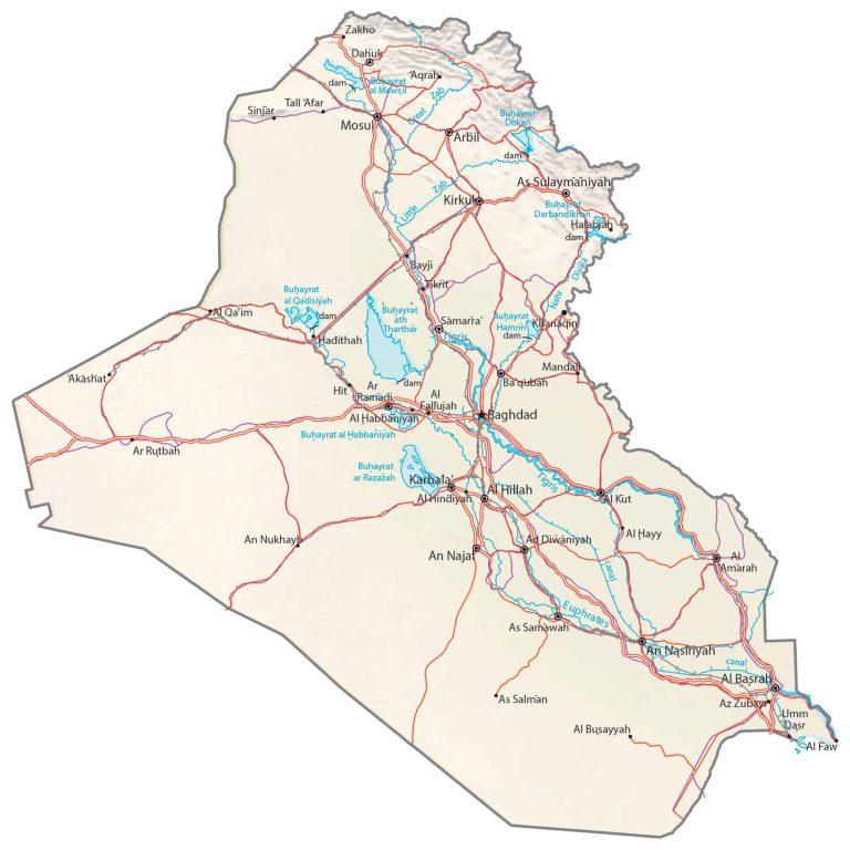 Iraq Physical Map Glossy Poster Picture Photo Print Banner  Booma Prints