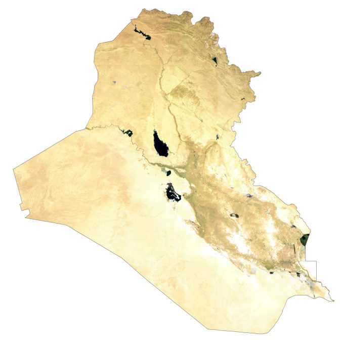 Iraq Satellite Map Glossy Poster Picture Photo Print Banner  Booma Prints