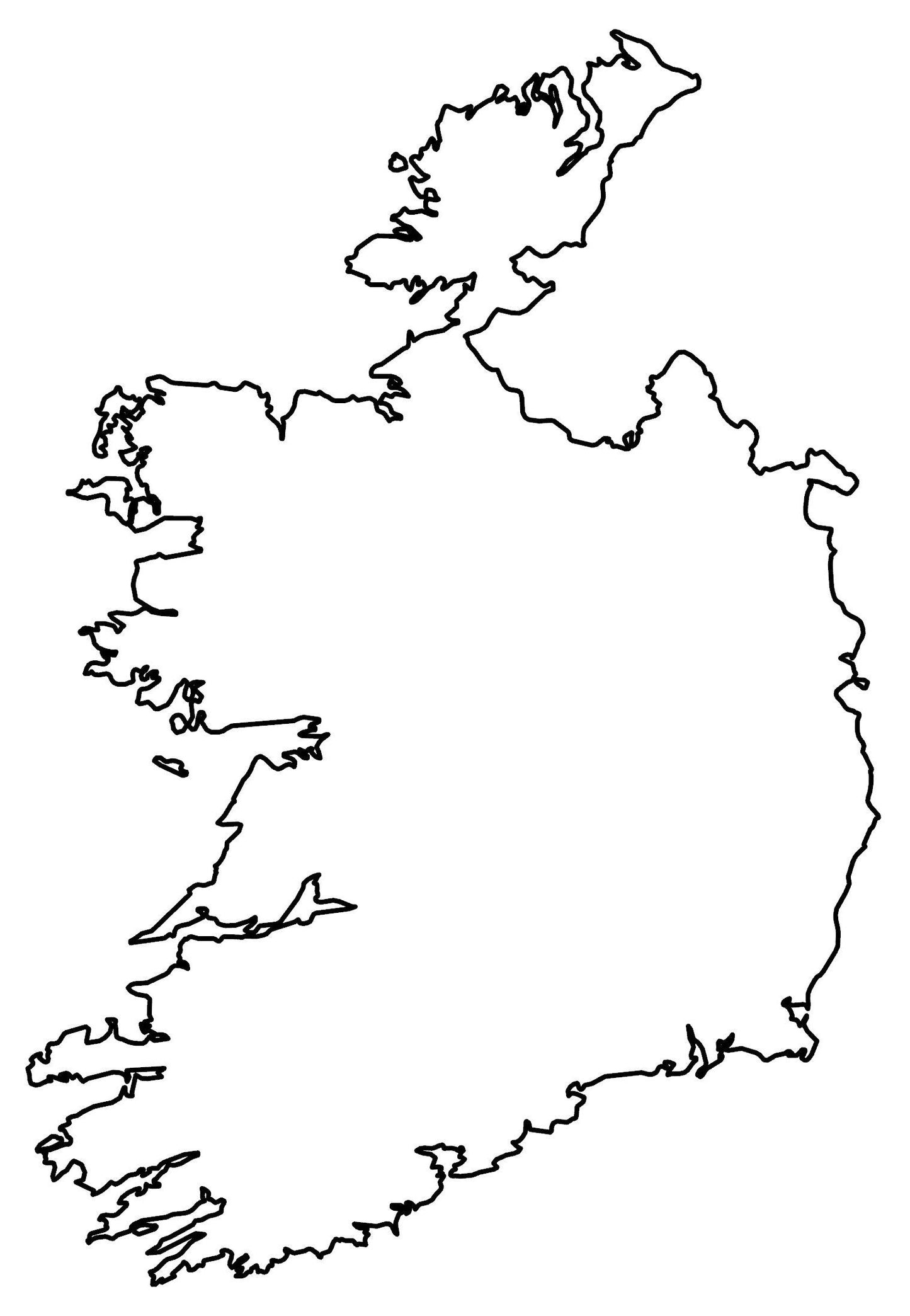 Ireland Blank Outline Map Glossy Poster Picture Photo Print Banner  Booma Prints