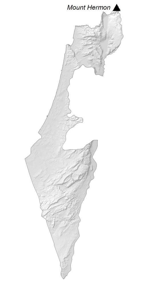 Israel Elevation Map Glossy Poster Picture Photo Print Banner  Booma Prints