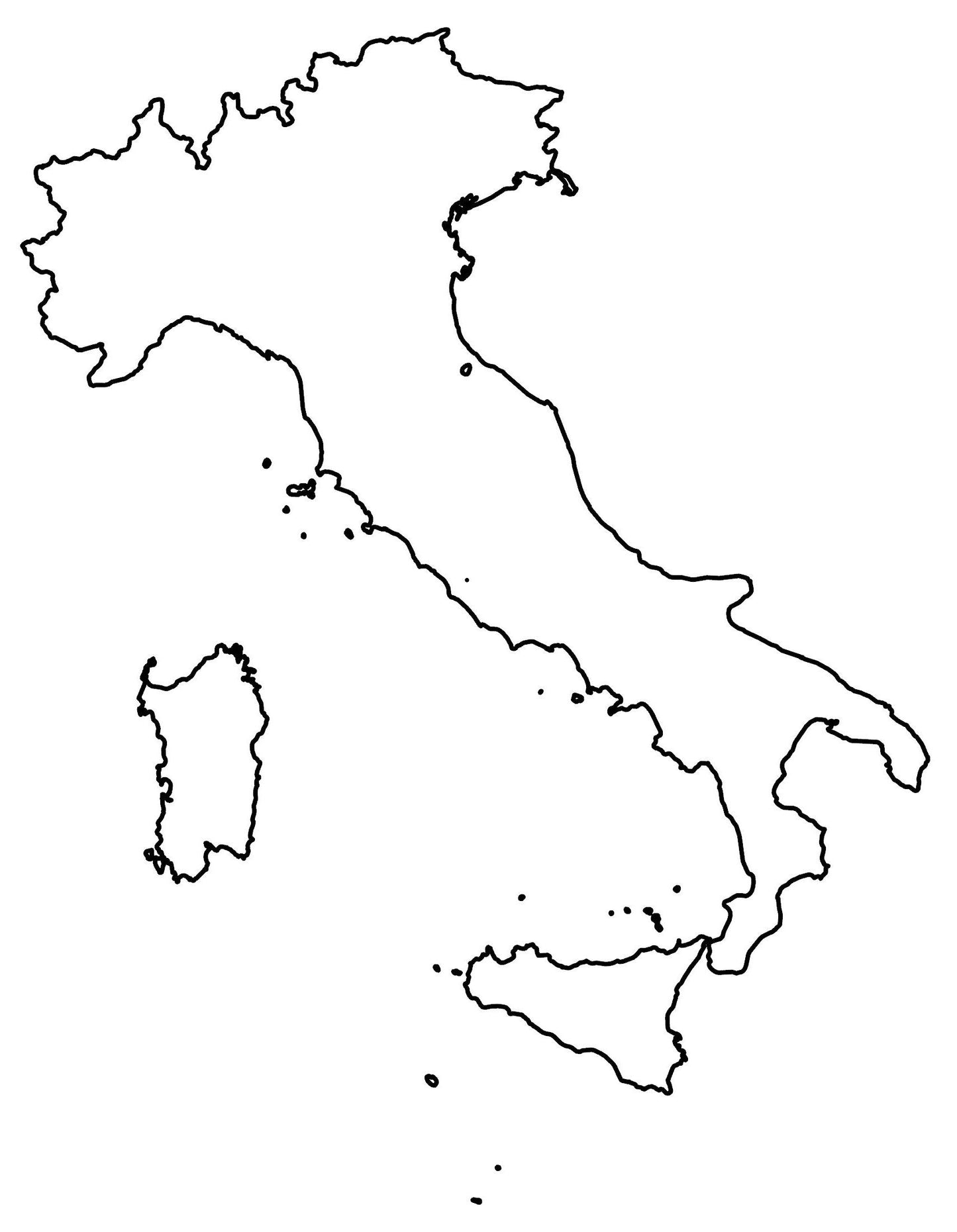 Italy Blank Outline Map Glossy Poster Picture Photo Print Banner  Booma Prints