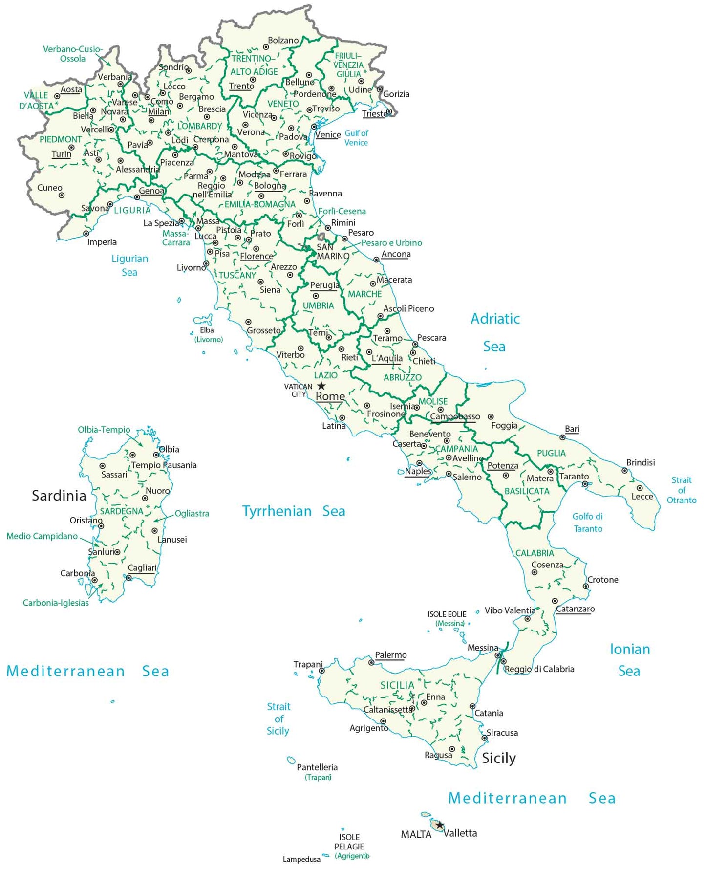 Italy Provinces Map Glossy Poster Picture Photo Print Banner  Booma Prints