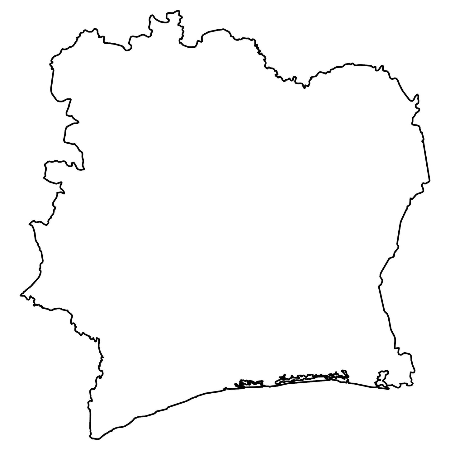 Ivory Coast Blank Outline Map Glossy Poster Picture Photo Print Banner  Booma Prints