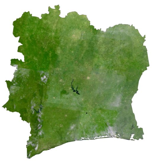 Ivory Coast  Satellite Map Glossy Poster Picture Photo Print Banner  Booma Prints