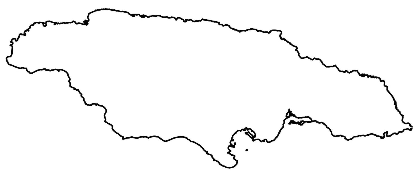 Jamaica Blank Outline Map Glossy Poster Picture Photo Print Banner  Booma Prints