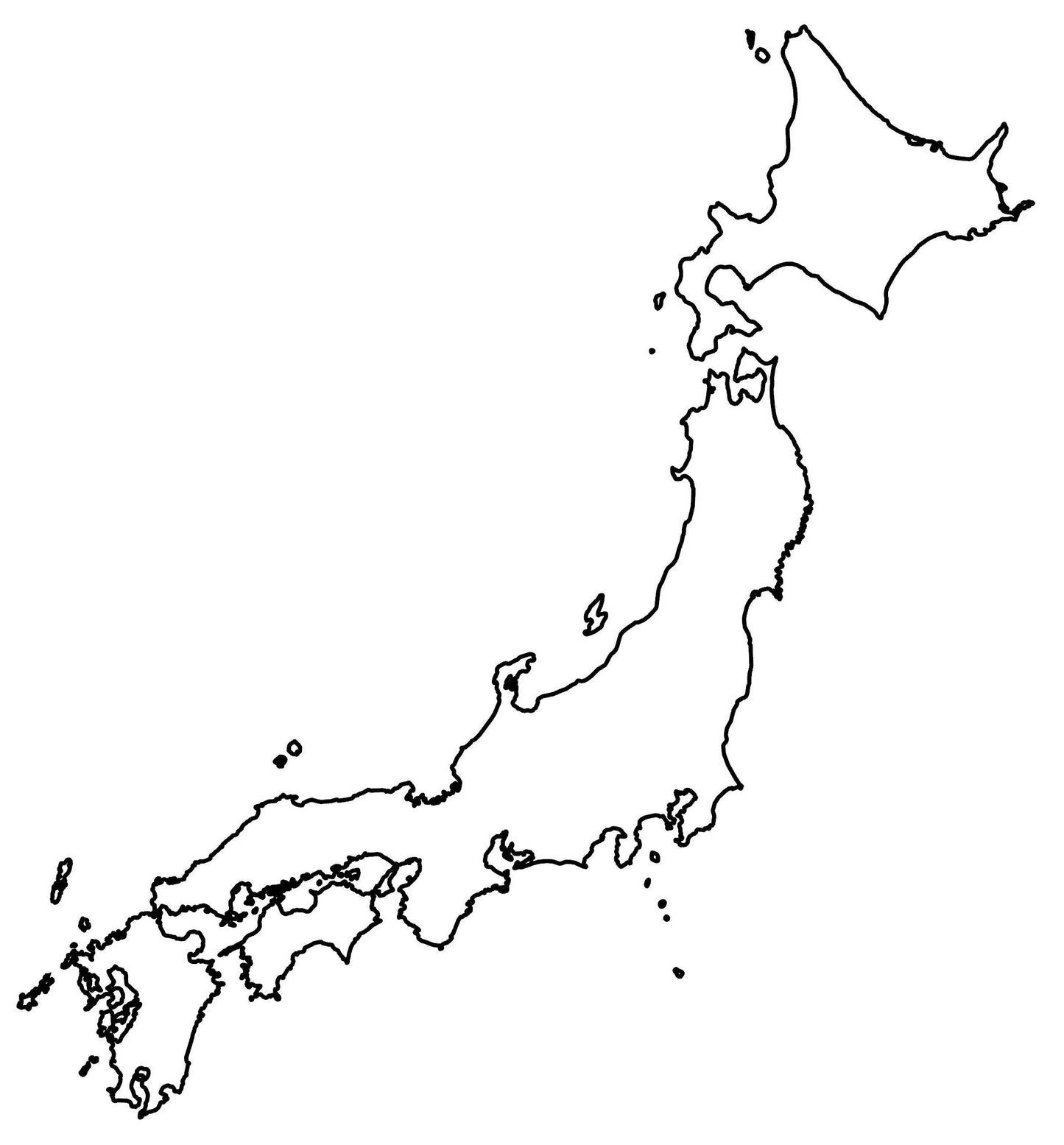 Japan Blank Outline Map Glossy Poster Picture Photo Print Banner  Booma Prints