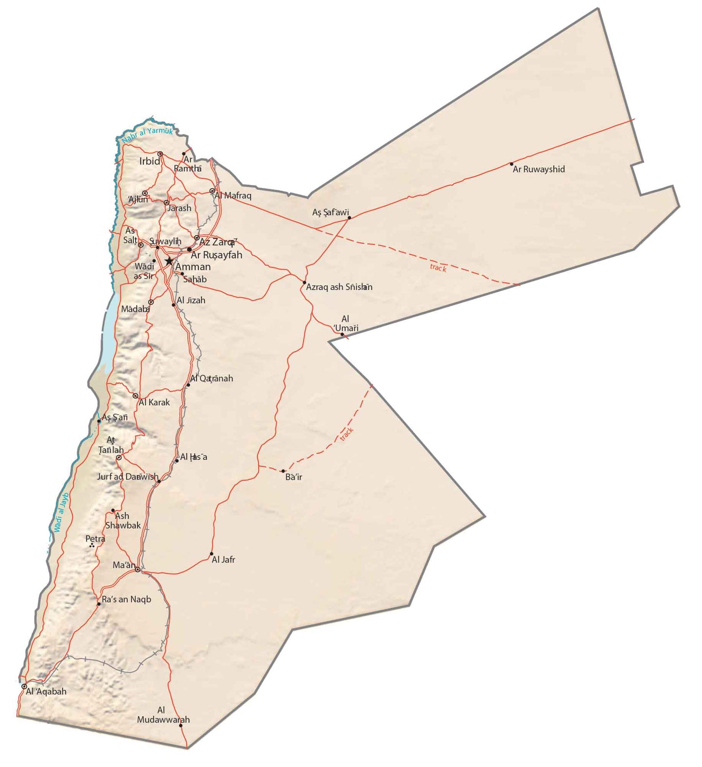 Jordan Physical Map Glossy Poster Picture Photo Print Banner  Booma Prints